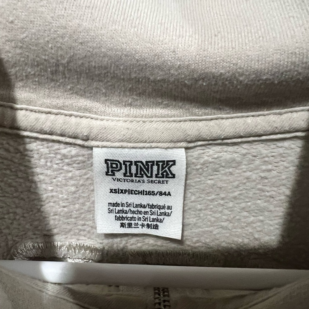 PINK Victoria's Secret Women’s Cream Quarter Zip Sweater Size XS Oversized EUC - Picture 3 of 4